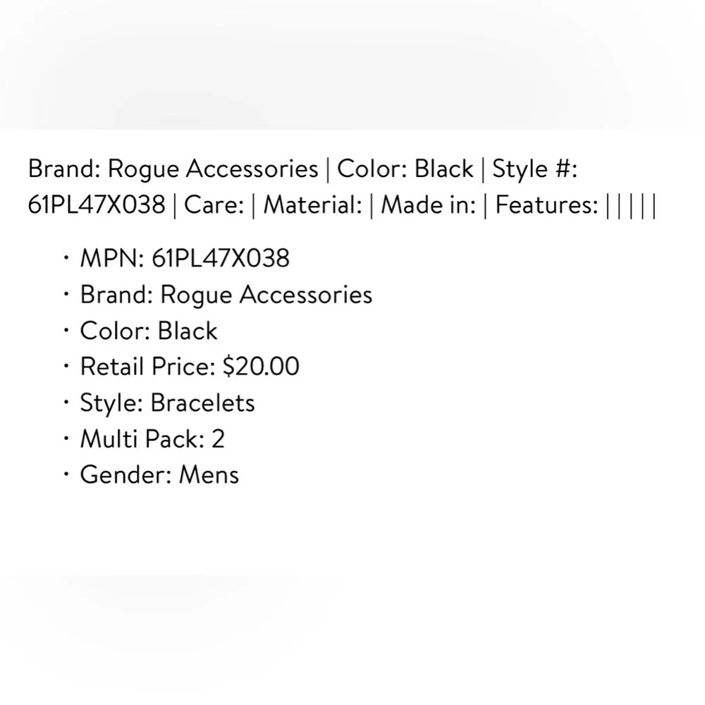 RA Rogue Accessories Leland 2-Piece Men’s‎ Bracelets NWT